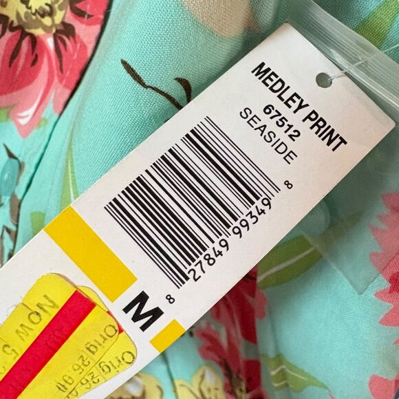 Erika Womens Floral Medley Print Short Sleeve Button-Up Blouse M Cotton & Rayon - Picture 3 of 3